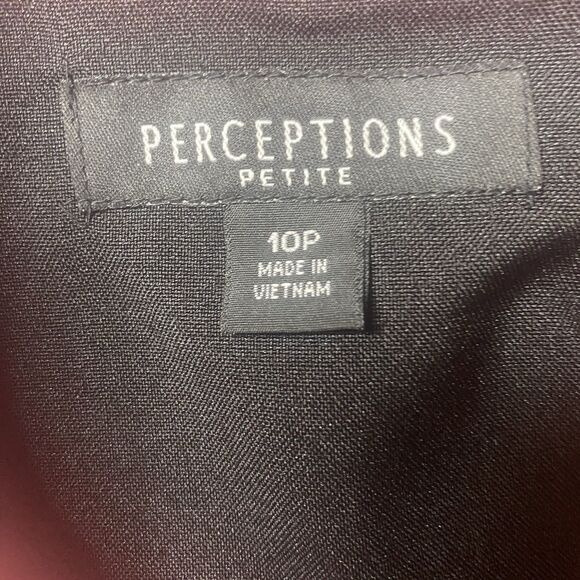 PERCEPTIONS PETITE Blouse Plaid Fitted Waist Tab Short Sleeve Womens 10P Peach - Picture 6 of 8